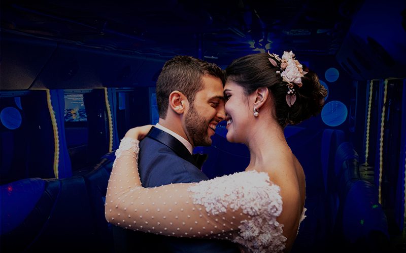 A newly married couple on the Bemidji Party Bus.